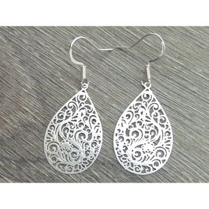 Silver Filigree Teardrop Earrings